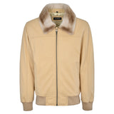 Lightweight Leather Bomber Jacket with Removable Mink Fur Collar. Style #2220