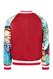 Leather baseball jacket with digital print leather sleeves #1011