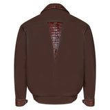 Leather Bomber Jacket with Alligator Chest pockets, Collar, Back Trimming Style #2035
