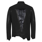 Raw edge lambskin jacket with alligator crown #2069