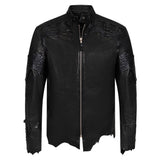 Raw edge lambskin jacket with alligator crown #2069