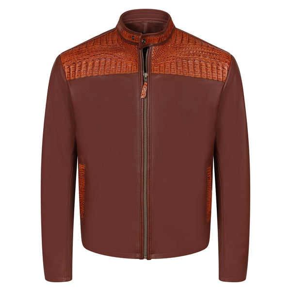 Open bottom jacket with alligator yoke and stand up collar