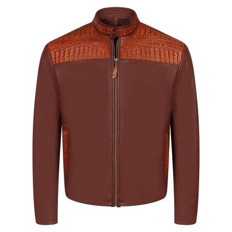 Open bottom jacket with alligator yoke and stand up collar #2080