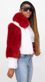 Ladies Mouton Jacket with Fur Sleeves and Collar Style #1067