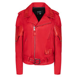 Motorcycle leather jacket with alligator trimming #3021