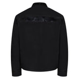 Open bottom leather jacket with alligator tail trimming #3079