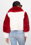 Ladies Mouton Jacket with Fur Sleeves and Collar Style #1067