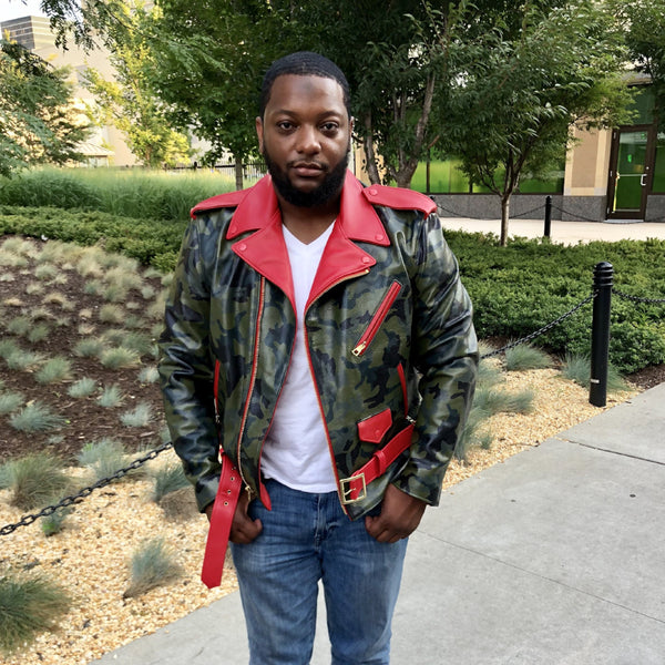 Camouflage leather jacket mens hot sale