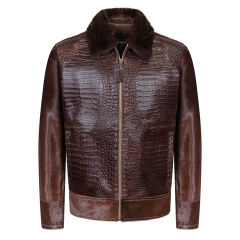Men’s Alligator Jacket with Pony Fur Sleeves #7510