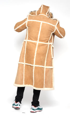 Sheepskin Hooded Trenchcoat Style #6000 - Jakewood Shearlin Leather Mouton Fur Bomber Aviator Parka Coat Jacket Sheepskin All size Brooklyn New York manufacturer