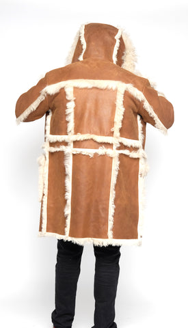 Trench Coat with Mongolian Fur Design Style #4930 - Jakewood Shearlin Leather Mouton Fur Bomber Aviator Parka Coat Jacket Sheepskin All size Brooklyn New York manufacturer