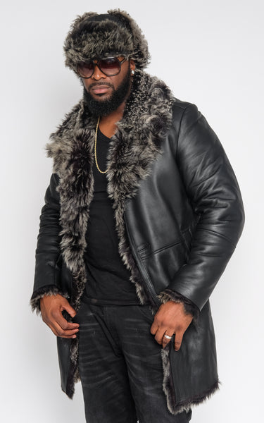 Leather Trench Coat With Toscana Fur Style #5300 - Jakewood Shearlin Leather Mouton Fur Bomber Aviator Parka Coat Jacket Sheepskin All size Brooklyn New York manufacturer