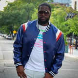 Satin Three Color Combination Varsity Jacket #3032