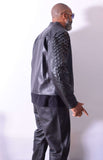Men's Open Bottom Leather Jacket With Arapaima Skin Style #2032