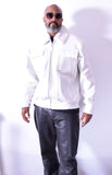 Men's Leather Jacket With Alligator Trimming & Mink Collar Style #2077