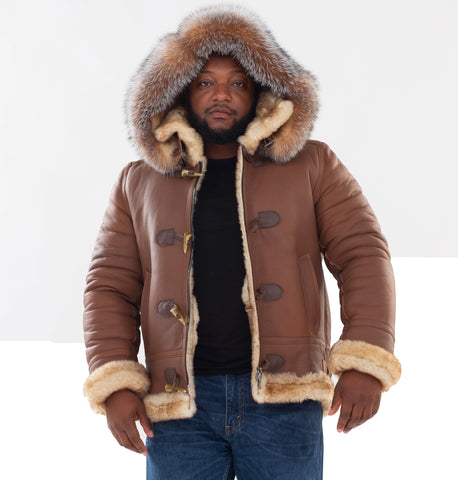 Shearling Sheepskin Aviator Jacket- B3 With Toggles Style #810