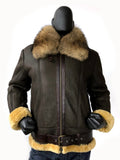 Shearling Jacket With Fur Collar Style #6310 - Jakewood Shearlin Leather Mouton Fur Bomber Aviator Parka Coat Jacket Sheepskin All size Brooklyn New York manufacturer