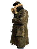 Warm Winter Button-Up Sheepskin Trench Coat Style #6110 - Jakewood Shearlin Leather Mouton Fur Bomber Aviator Parka Coat Jacket Sheepskin All size Brooklyn New York manufacturer