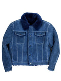 Warm Winter Denim Style Button-Up Sheepskin Jacket Style #3610 - Jakewood Shearlin Leather Mouton Fur Bomber Aviator Parka Coat Jacket Sheepskin All size Brooklyn New York manufacturer