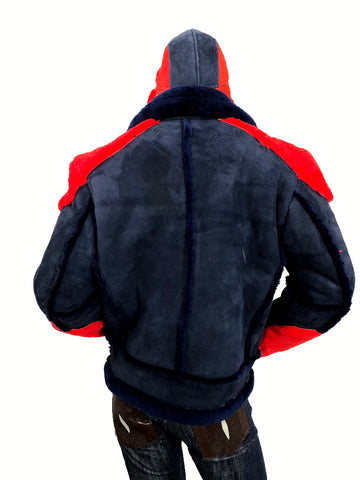 Suede Sheepskin Shearling Motorcycle Racing Jacket Style #1310 - Jakewood Shearlin Leather Mouton Fur Bomber Aviator Parka Coat Jacket Sheepskin All size Brooklyn New York manufacturer