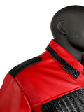 Men's Red Lambskin Leather Jacket With Stingray & Alligator Trimming Style #2055