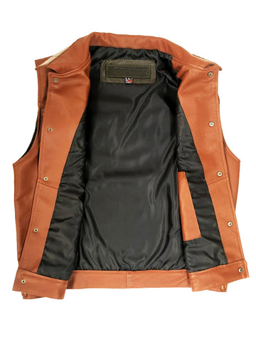Leather vest with alligator trimming #901