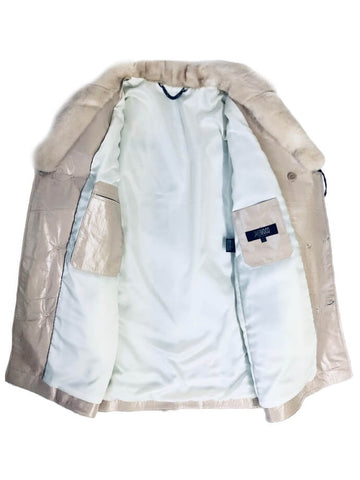 Men's Sheepskin Mouton Coat Jacket with Mink Fur Collar Style #0440