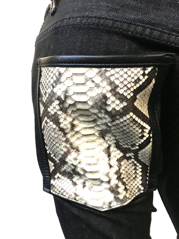 Genuine Python Snake Skin Jeans - Jakewood Shearlin Leather Mouton Fur Bomber Aviator Parka Coat Jacket Sheepskin All size Brooklyn New York manufacturer