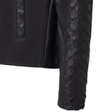 Men's Open Bottom Leather Jacket With Arapaima Skin Style #2032