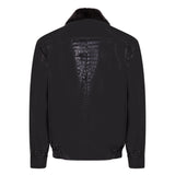 Genuine Lambskin Leather Jacket With Alligator Trimming & Mink Collar Style #2068