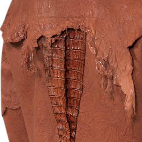 Raw edge lambskin jacket with alligator crown #2069