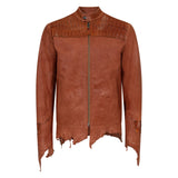 Raw edge lambskin jacket with alligator crown #2069
