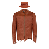 Raw edge lambskin jacket with alligator crown #2069