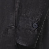 Wool Jacket with Leather Sleeves Fox Fur Collar Style #3110