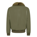 Lightweight Leather Bomber Jacket with Removable Mink Fur Collar. Style #2220