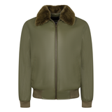 Lightweight Leather Bomber Jacket with Removable Mink Fur Collar. Style #2220