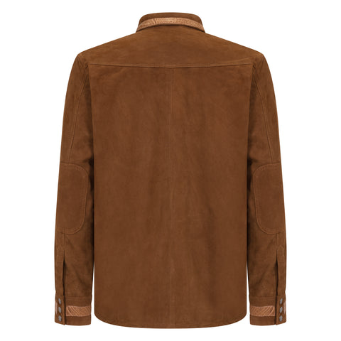 Suede shirt with alligator trimming #703
