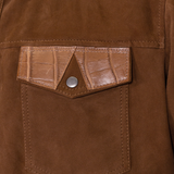 Suede shirt with alligator trimming #703