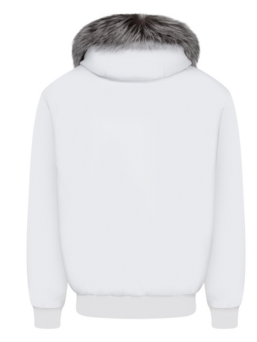 Heavyweight lambskin leather jacket with fox fur trimmed hood Style #2066F