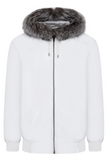 Heavyweight lambskin leather jacket with fox fur trimmed hood Style #2066F