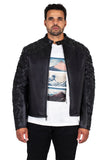 Men's Open Bottom Leather Jacket With Arapaima Skin Style #2032