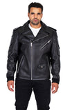 Motorcycle leather jacket with alligator trimming #3021