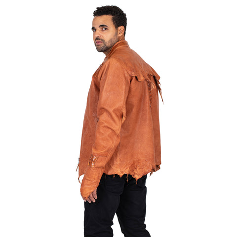 Raw edge lambskin jacket with alligator crown #2069