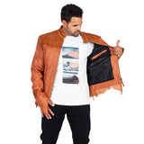 Raw edge lambskin jacket with alligator crown #2069