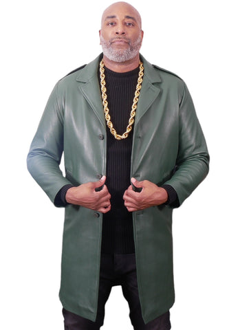7/8 Men`s single breast leather coat Style #3200