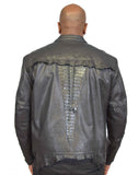 Raw edge lambskin jacket with alligator crown #2069