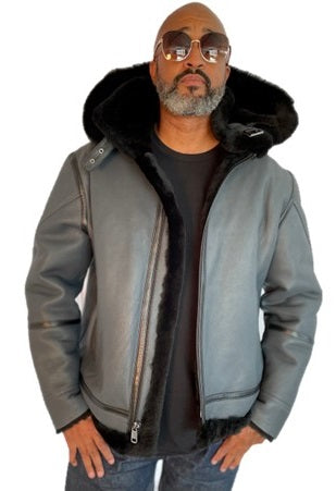 Gray aviator jacket discount