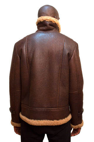 Sheepskin Bomber Jacket Style #6300 - Jakewood Shearlin Leather Mouton Fur Bomber Aviator Parka Coat Jacket Sheepskin All size Brooklyn New York manufacturer