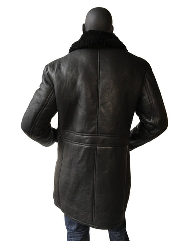 Sheepskin Button Open Trench Coat Style #5000 - Jakewood Shearlin Leather Mouton Fur Bomber Aviator Parka Coat Jacket Sheepskin All size Brooklyn New York manufacturer