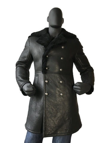 Sheepskin Button Open Trench Coat Style #5000 - Jakewood Shearlin Leather Mouton Fur Bomber Aviator Parka Coat Jacket Sheepskin All size Brooklyn New York manufacturer